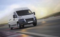Closeup of a contract driver on the road