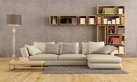 Warm gray goes low-key and minimalist in this modern living room.