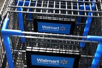 Close-up of Walmart shopping carts