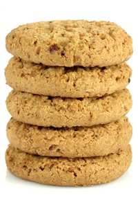 Oatmeal cookies baked with applesauce instead of butter are still delicious.