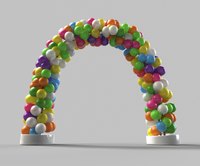 A balloon arch made from wire is held up with helium.