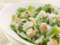 Close-up of bowl of caesar salad