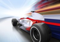A race car in motion.