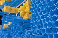 Blue and yellow PVC pipes
