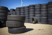 Stacks of car tires.