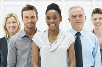 A group of smiling corporate employees