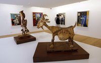 Pablo Picasso paintings and sculptures inside the Picasso Museum in Paris, France.