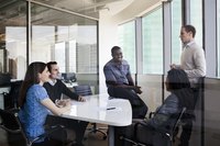 A business group is having a discussion.