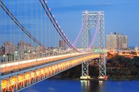 The George Washington bridge at night.