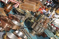 Antiques for sale at swap meet booth