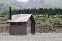 A compost toilet on a mountain road