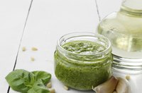Jar of freshly made pesto