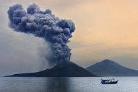 Volcano spewing ash and smoke.