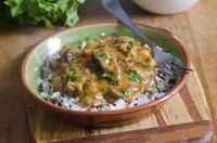 Beef stroganoff can be served over rice.