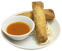 You can get lighter, flakier egg rolls by using phyllo dough.