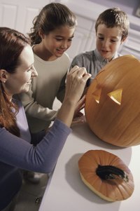 Have fun making Halloween decorations with children.
