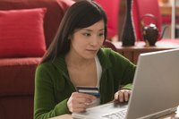 Young woman shopping online.