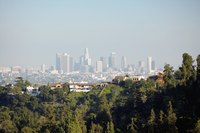 A view from the hills of smog over Los Angeles, CA.