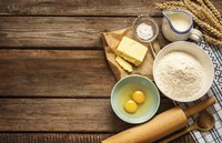 Baking ingredients on a table.