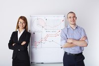 Two partners are presenting a business plan.