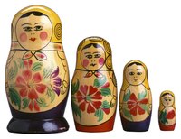 Russian nesting dolls are made of wood and covered in paper mache.