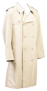 Find a trench coat in your closet or at a thrift store.