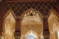 Arcades in the Alhambra palace in Granada, Spain, are intricate molds of gypsum.