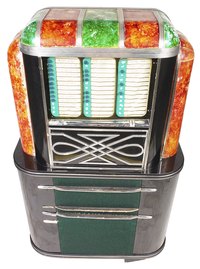 Make your own jukebox for a 1950's party using a large cardboard box.