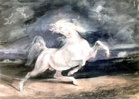 Eugene Delacroix's Romantic painting entitled "White Horse".