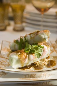 Spring roll wrappers must be rehydrated until they are pliable and stretchy.