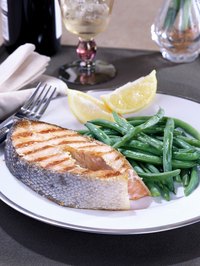 Grilled salmon is a tasty and healthful main dish.