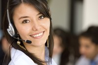 Smiling 411 operator on headset