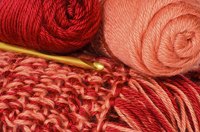 Crochet hook and yarn.