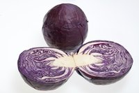 The purple color throughout "red" cabbage comes from phytochemicals.