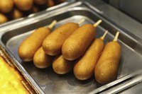 Pile of freshly cooked corndogs