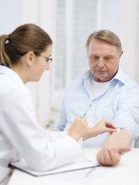 A man is receiving an injection.