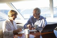 Retired couple on a yacht