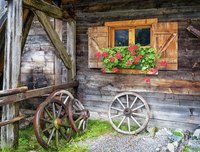 Find old wagon wheels at yard sales or thrift stores.