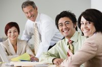 Employees in an informal business meeting.