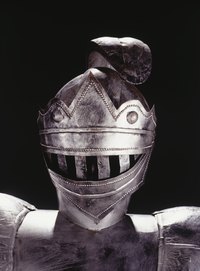 Make a medieval helmet using household materials.