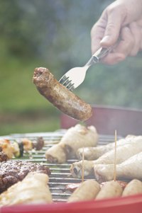Bratwurst and Metts sausages on the grill are a common sight in the summertime.