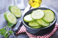 Thin-sliced cucumbers can be dehydrated for long-term storage.