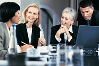 Smiling members of a business team.