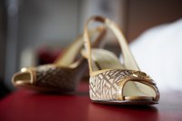 Many shoes have elastic bands that help fit them to individual feet.