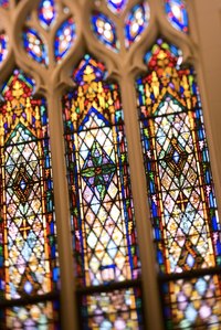 Large stained glass windows must be reinforced with solid metal ribs.