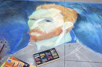Sidewalks become the canvas for many chalk pastel artists.