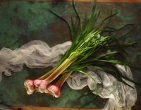 Garlic produces flattened, grasslike leaves.