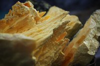 Mined sulfur is refined and processed to produce flowers of sulfur.