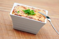 Small lasagna made with quorn.
