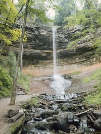 Sylvan glades surround Michigan's waterfalls in summer.
